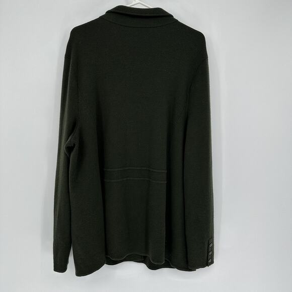 Talbots Blazer Womens 2X Dark Green Pure Merino Wool Knit Sweater Jacket Plus - Picture 7 of 8